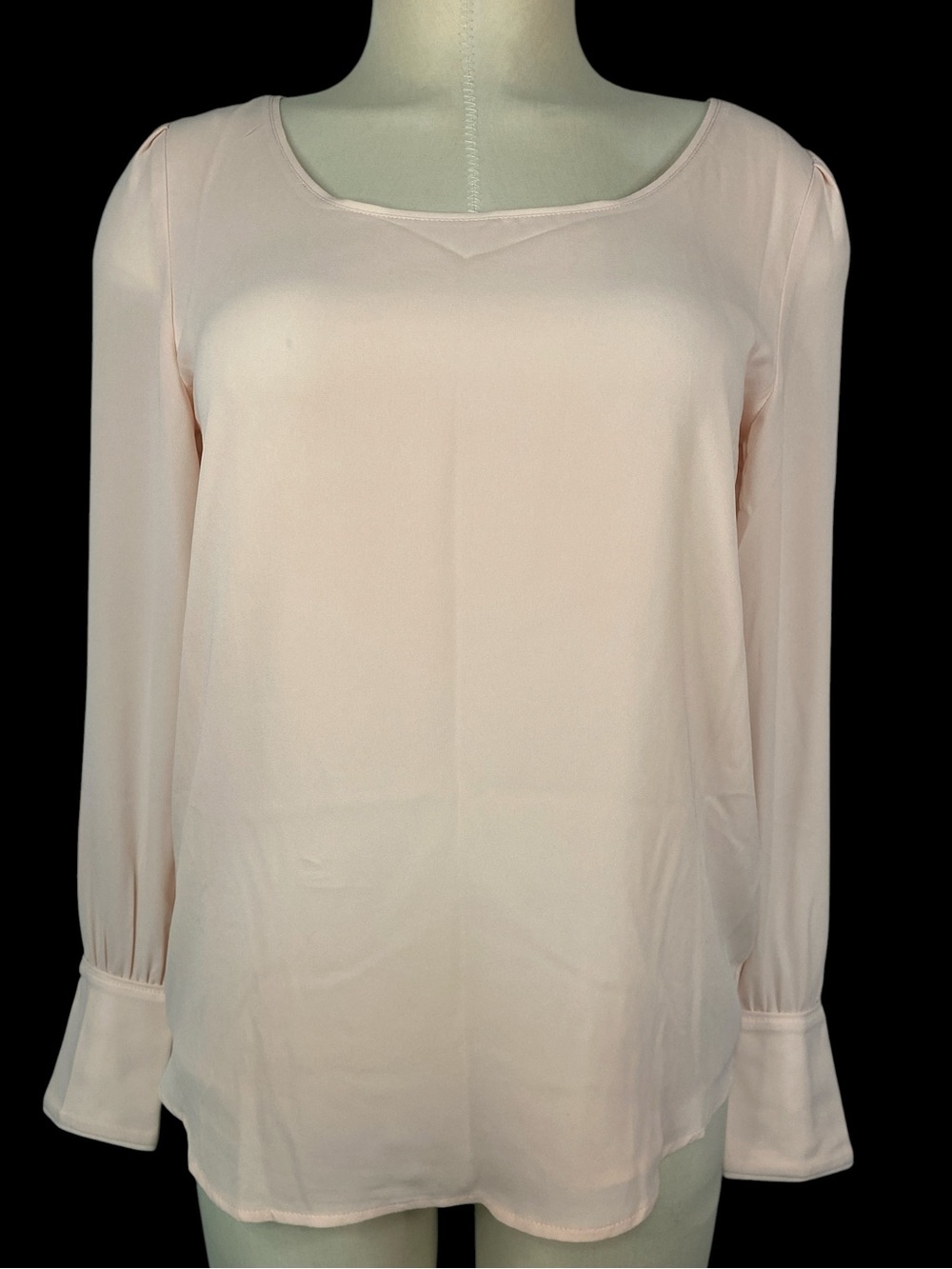 Loft Light Pink Long-Sleeve Lined Blouse Pearl Buttons Women’s XS